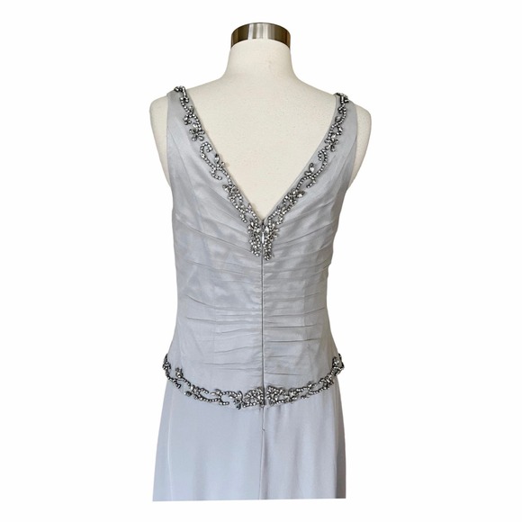 LARA A-Line Formal Dress Chiffon Layer Rhinestones Embellished Prom Gown Gray 8 - Picture 11 of 15